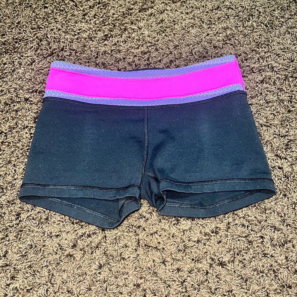 Ivivva Kids Shorts - Black with Pink and Purple Waistband - Reversible